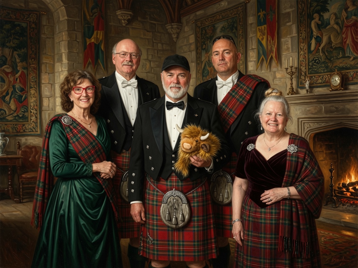 The Clan Chisolm Inner Circle: Debbie, Gary, Kenny with Bartholomew, Greg, and Linda